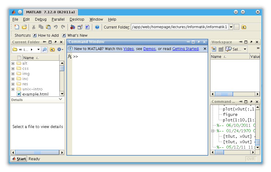 Fenster von Matlab